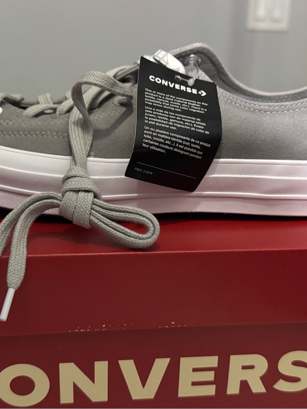 Converse Gray Suede Low-Top Sneaker with White Midsole - Picture 2 of 5